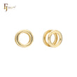 Pendientes Huggie de doble círculo en oro de 14 quilates, oro rosa y oro blanco.