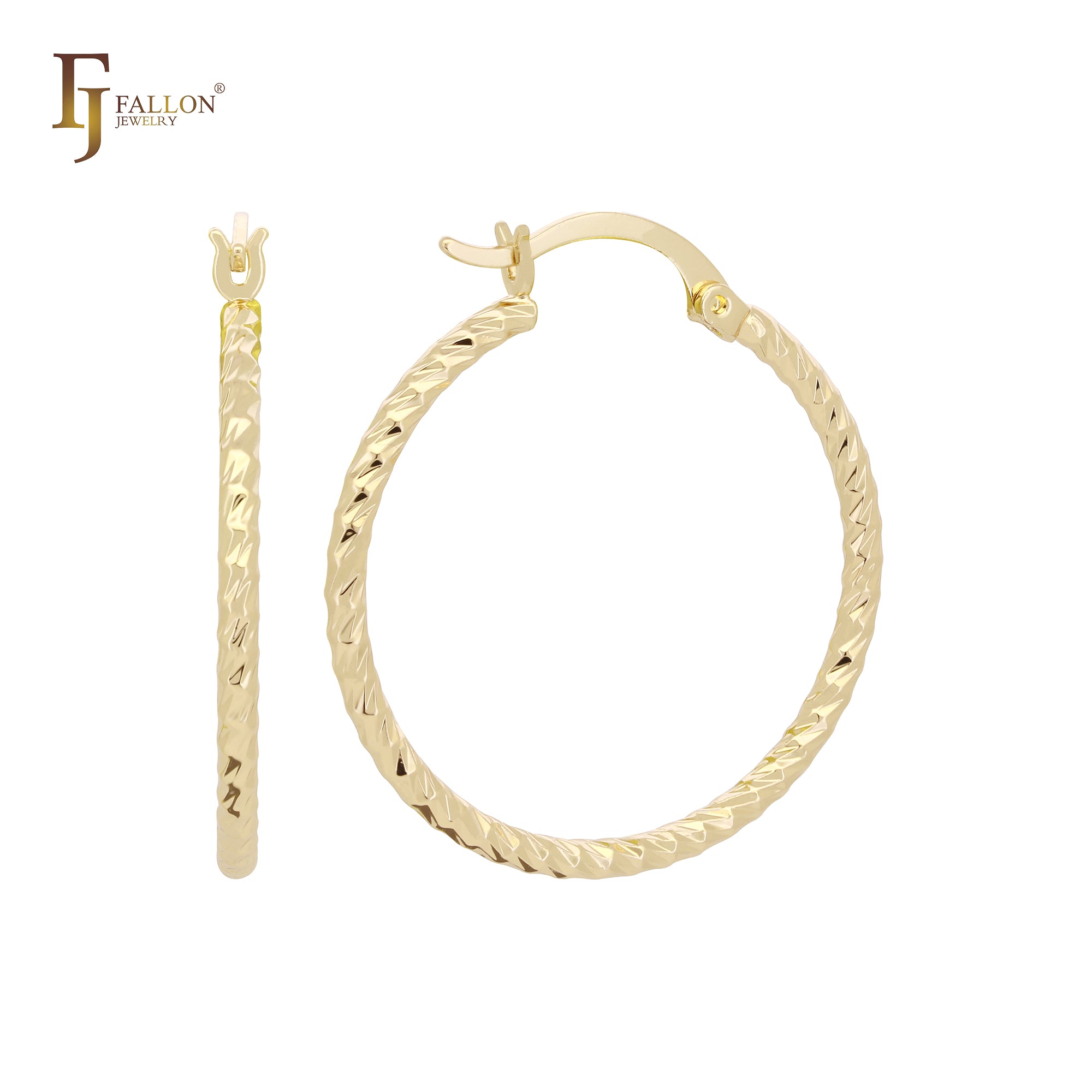 Серьги-кольца из крученой веревки с текстурой из 14-каратного золота, розового золота, белого золота