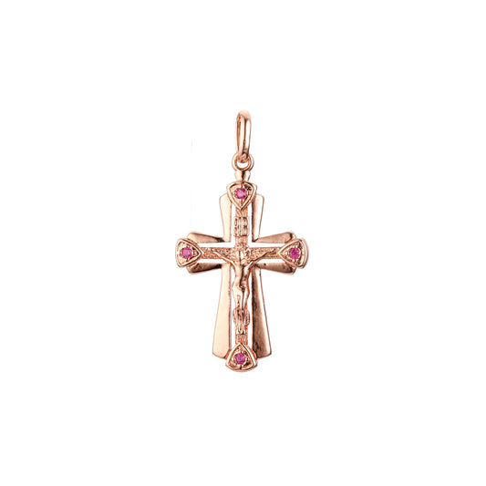 Maltese Eastern Orthodox Russian pendant in Rose Gold two tone, 14K Gold plating colors