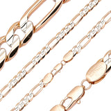 Centro de eslabones Figaro Groove martillado Oro de 14 quilates, cadenas de dos tonos de oro rosa