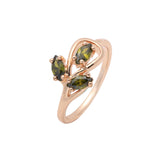 Кольца Marquise с тремя оливково-зелеными камнями, покрытыми розовым золотом