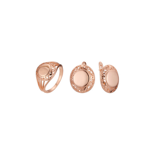 Conjunto redondo renacentista de oro rosa