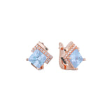 Aretes solitarios de piedra grande talla esmeralda en colores baño de Oro 14K, Oro 18K, Oro Rosa