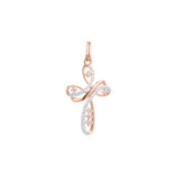 Paved white CZs Eastern Orthodox Russian Rose Gold two tone, 14K Gold pendant