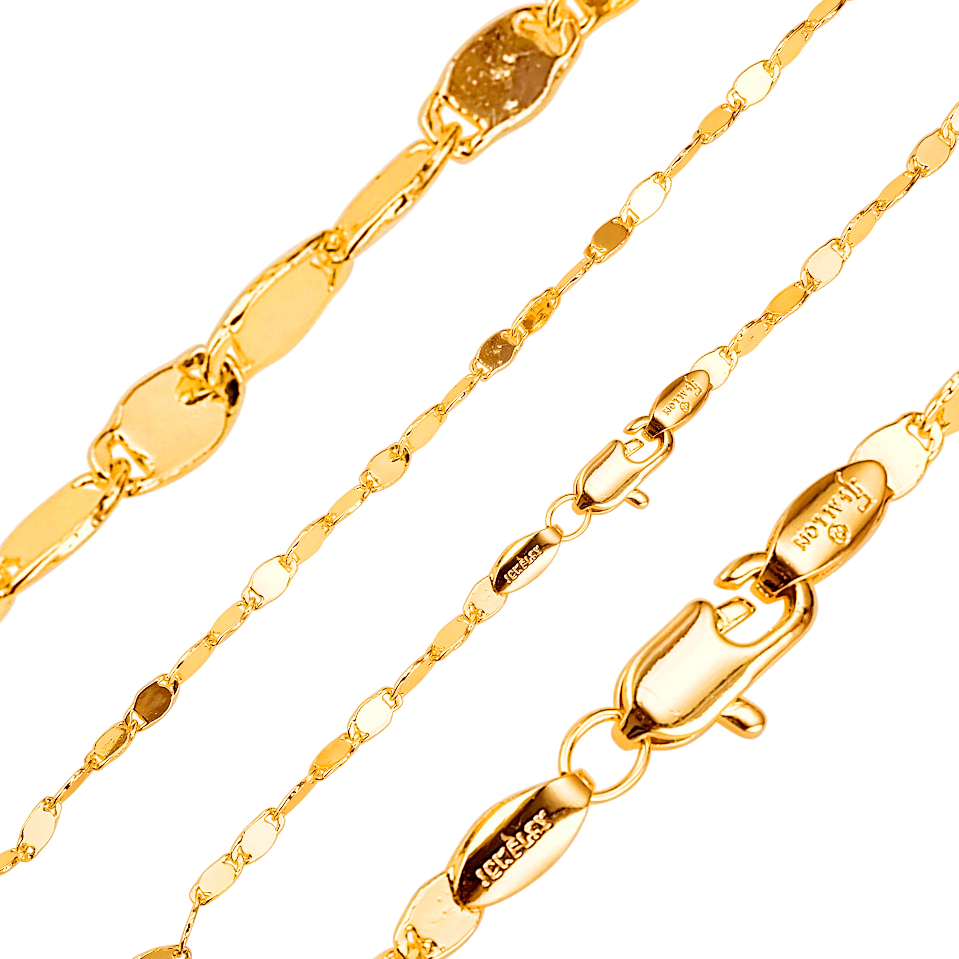 Cadenas delgadas pulidas con eslabones de caracol enchapadas en Oro 14K, oro rosa
