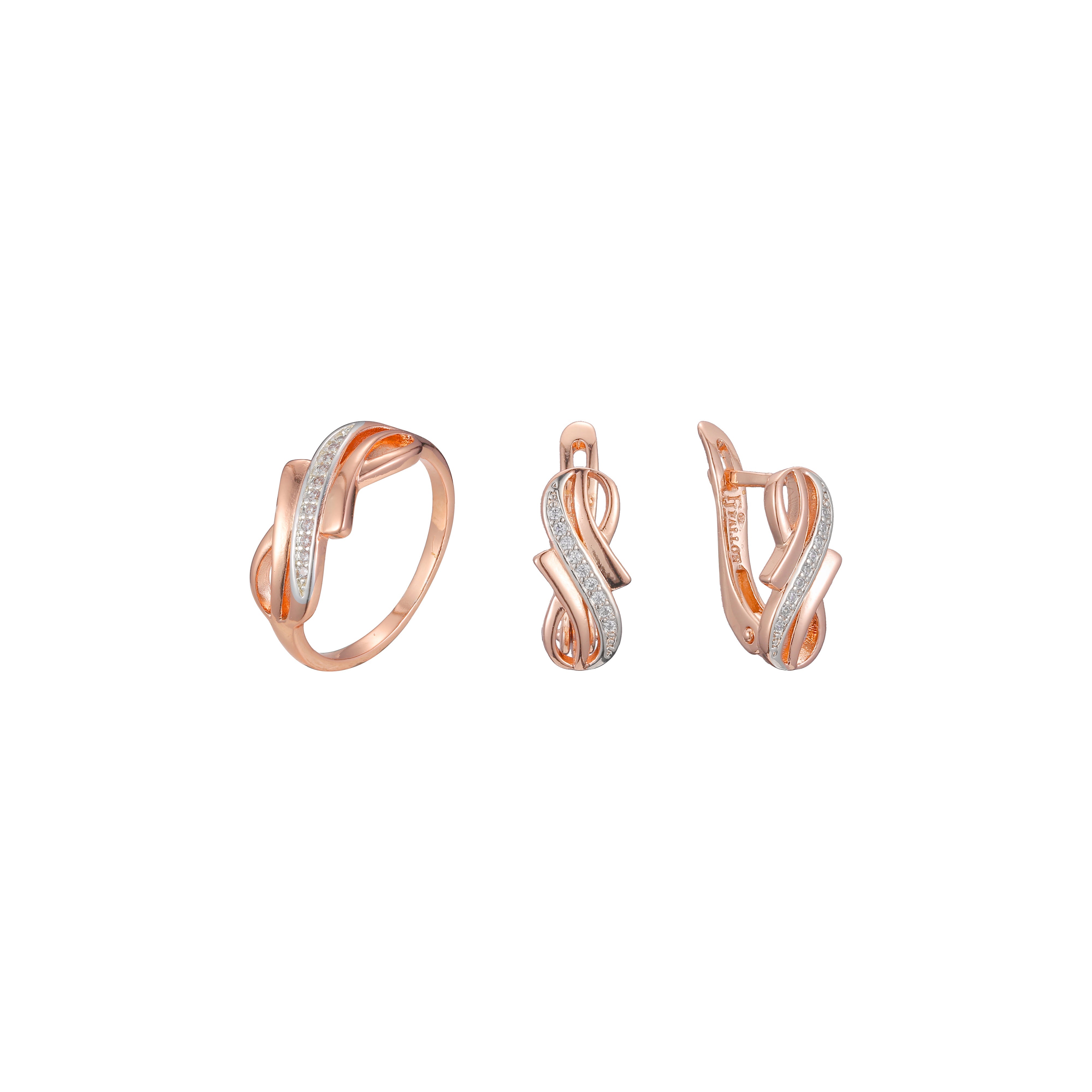 Conjunto de cintas cruzadas de dos tonos de oro rosa