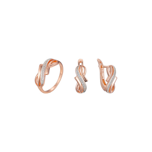 Conjunto de cintas cruzadas de dos tonos de oro rosa