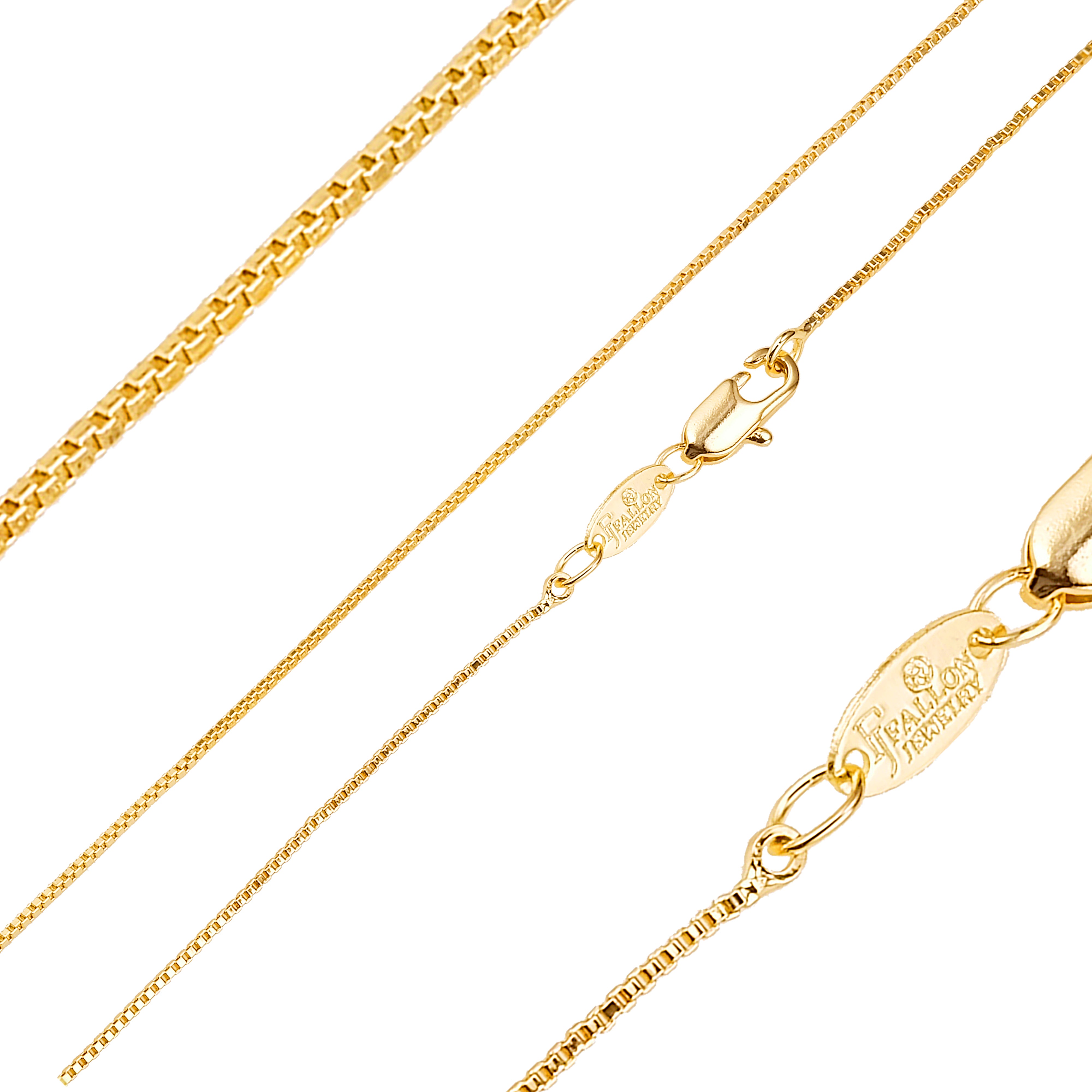 Cadenas de eslabones Thin Box enchapadas en Oro 14K, oro rosa, oro blanco
