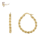 Aros de oro rosa de 14 quilates con doble cuerda trenzada