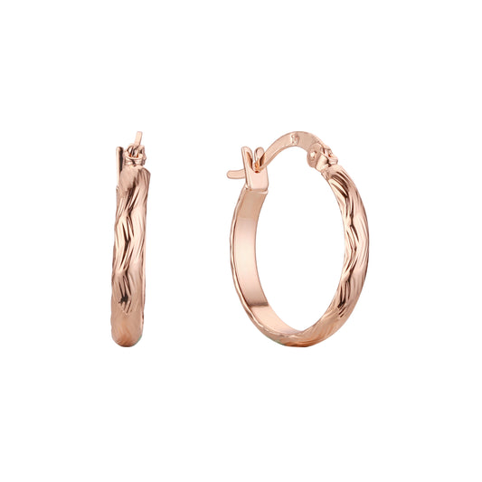 14K ゴールド、ローズゴールド、ツートーン メッキ色のフープ イヤリング