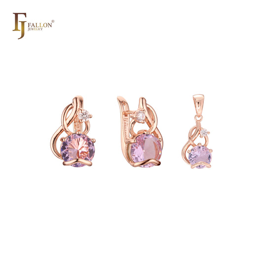 Conjunto de oro rosa con colgante
