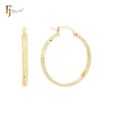 Aros de oro de 14 quilates, oro rosa y oro blanco con textura de cuerda redondeada