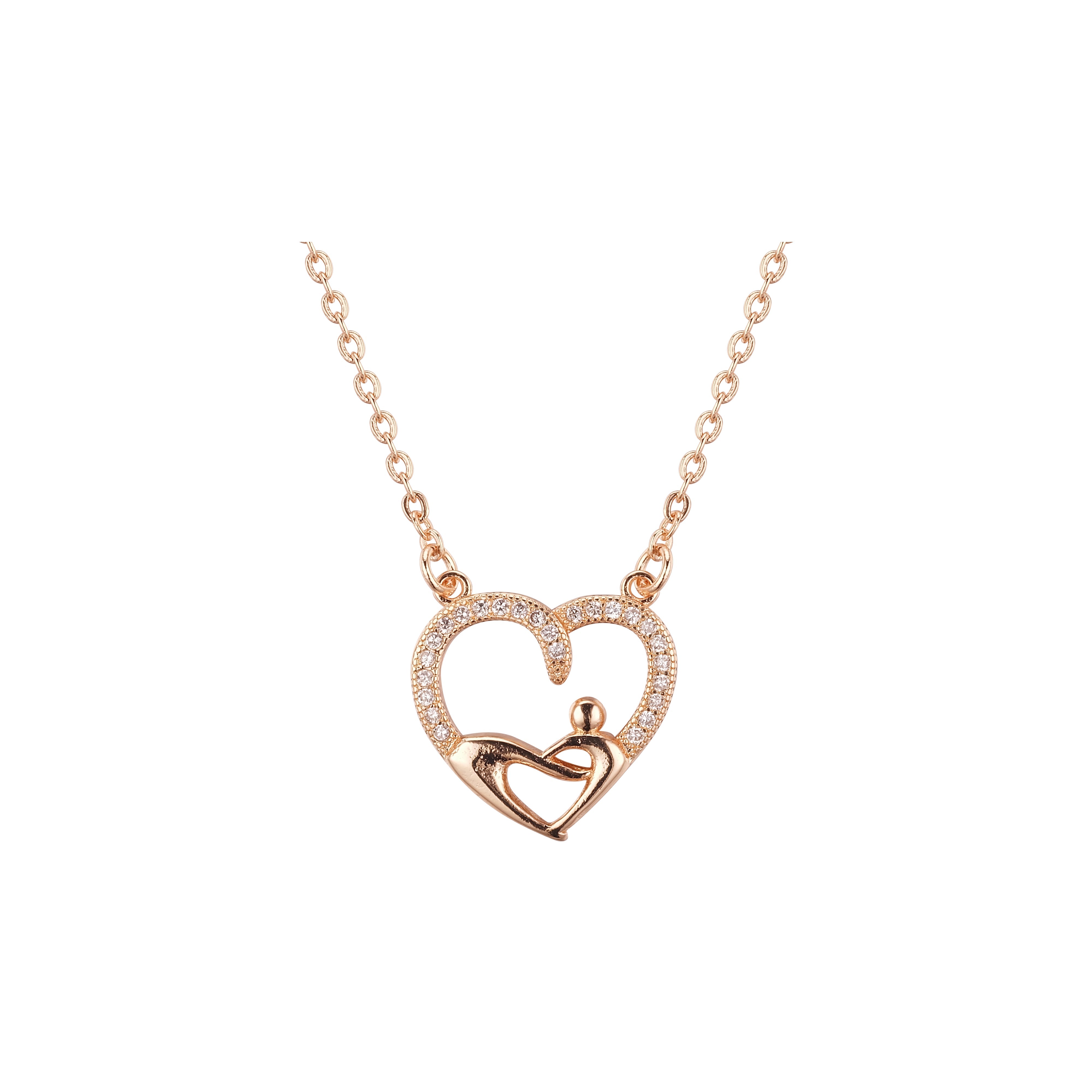 Collares de corazón de oro rosa