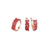 .Lujosos anillos de racimo de colores Conjunto de joyas de oro rosa