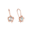 Pendientes de oro rosa de dos tonos con solitario de circonita cúbica redonda y gancho de alambre