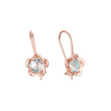 Pendientes de oro rosa de dos tonos con solitario de circonita cúbica redonda y gancho de alambre