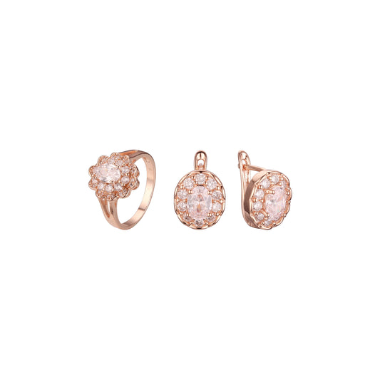 Conjunto de racimo de halo de oro rosa