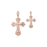 Orthodox cross budded pendant in Rose Gold two tone, 14K Gold plating colors