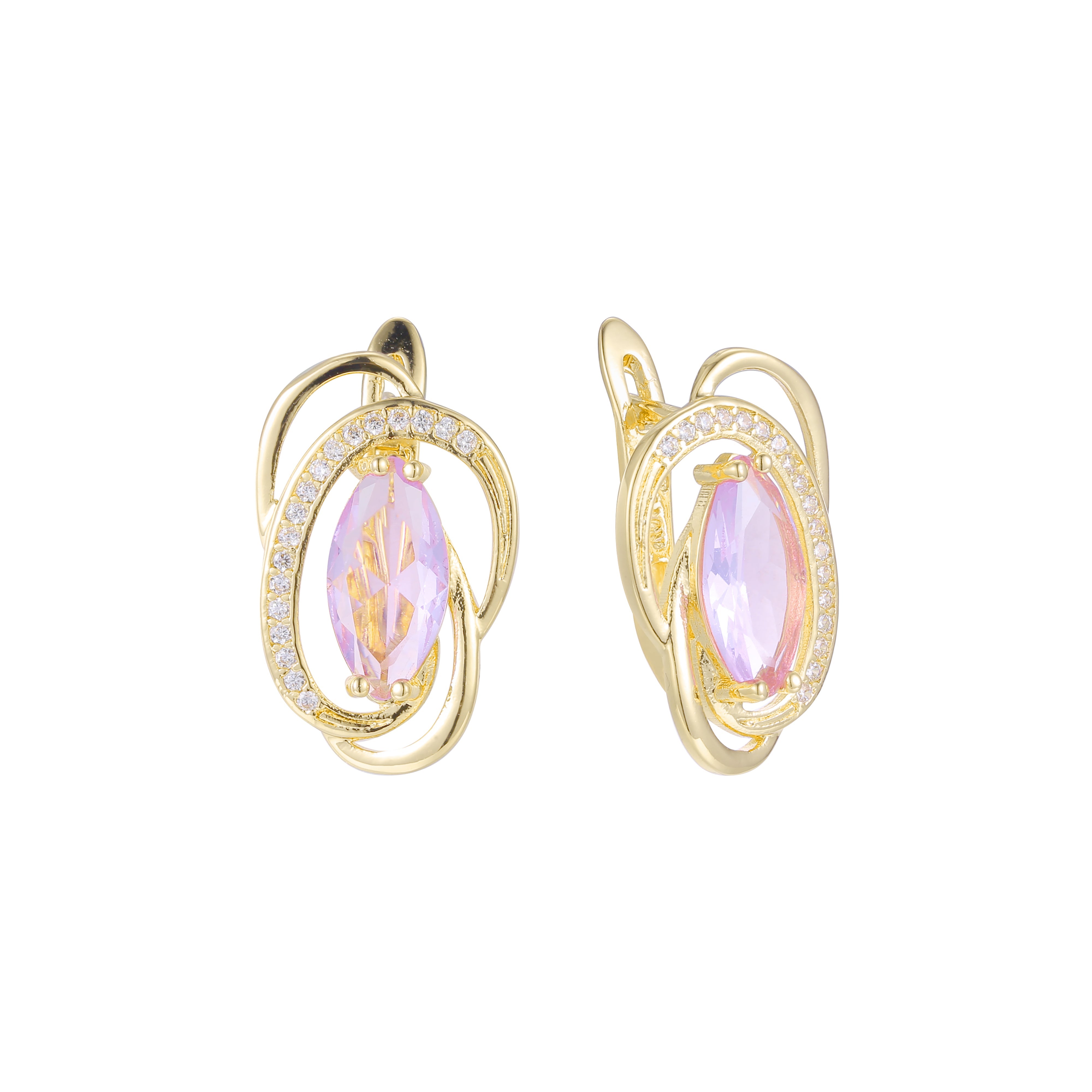 Серьги Solitaire Marquise из 14-каратного золота, розового золота, двухцветные