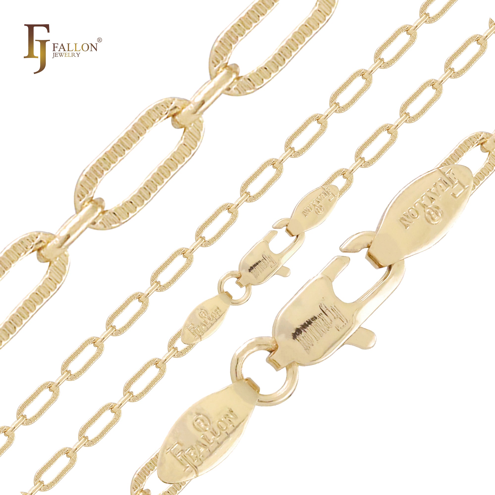 Enlace de clip martillado texturizado Oro de 14 quilates, cadenas de oro rosa