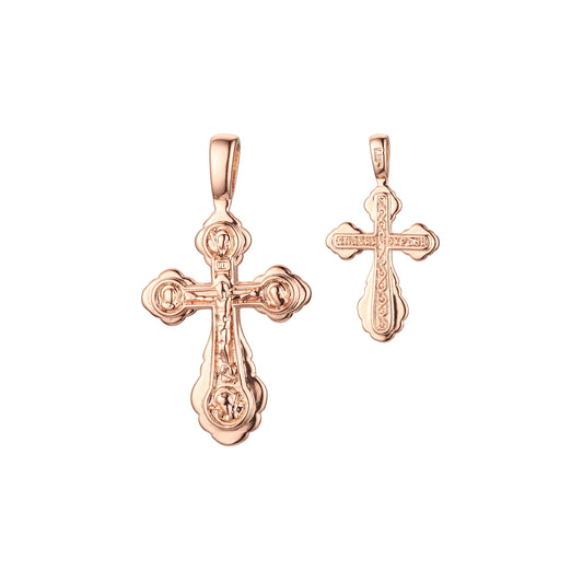 Eastern Orthodox Russian budded pendant in Rose Gold two tone, 14K Gold plating colors