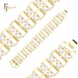Pulseras de oro de 14 quilates con circonitas blancas en racimo de lujo de doble hilera