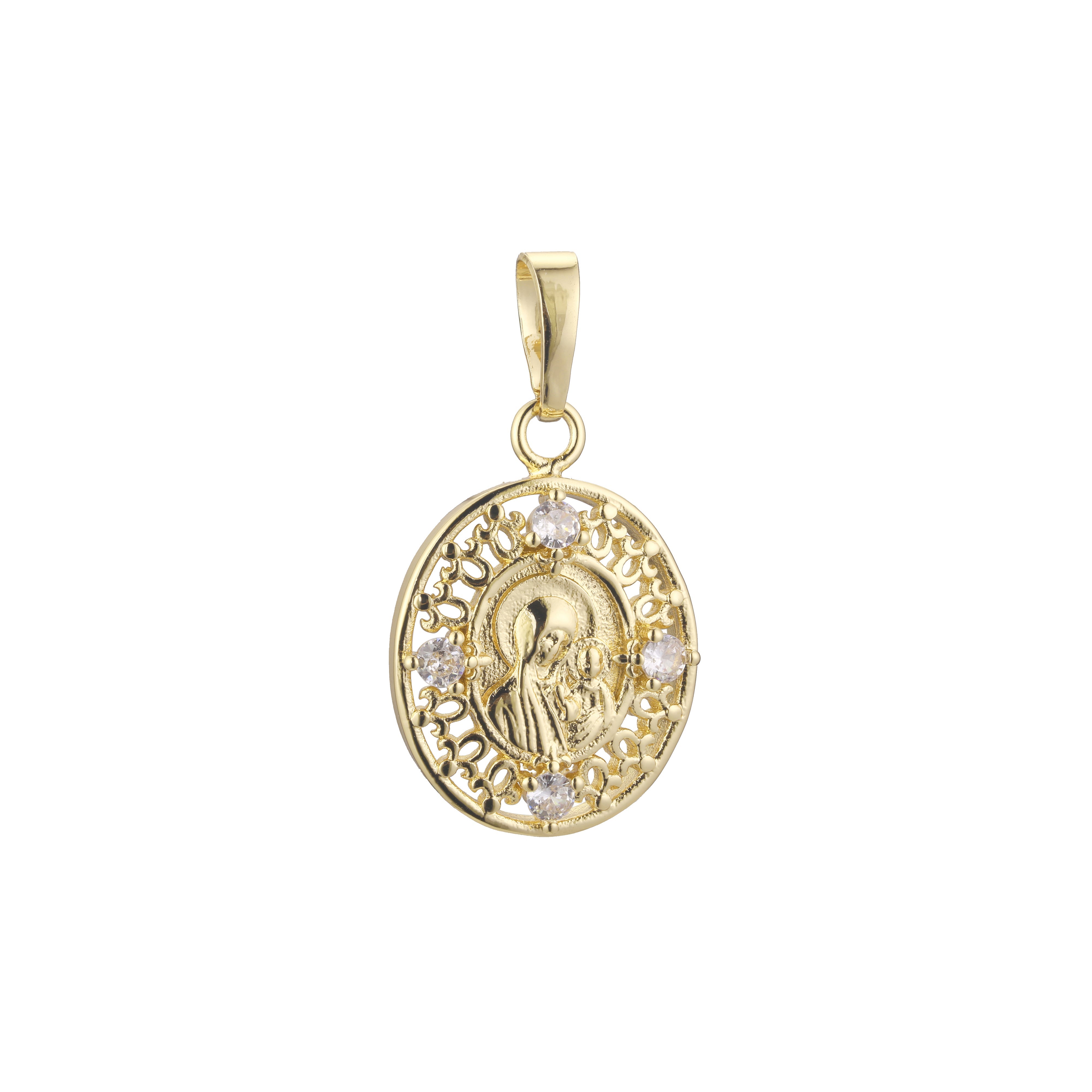 Virgin Mary of Kazan pendant in Rose Gold, 14K Gold plating colors