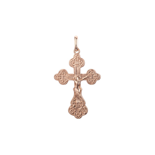Eastern Orthodox Russian budded pendant in Rose Gold two tone, 14K Gold plating colors