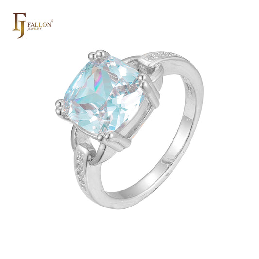 Кольца-солитеры с большими изумрудными камнями из Красное золото 585 пробы, двухцветное покрытие