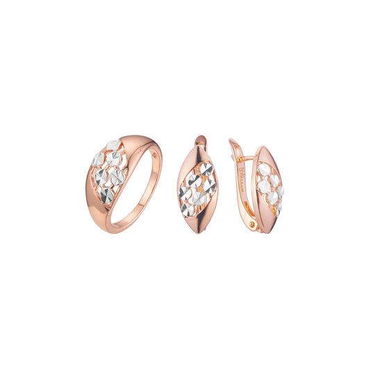 Juego de pepitas medianas de dos tonos de oro rosa con corte brillante