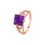 Solitario grandes piedras de colores talla esmeralda Oro Blanco, Anillos Oro Rosa