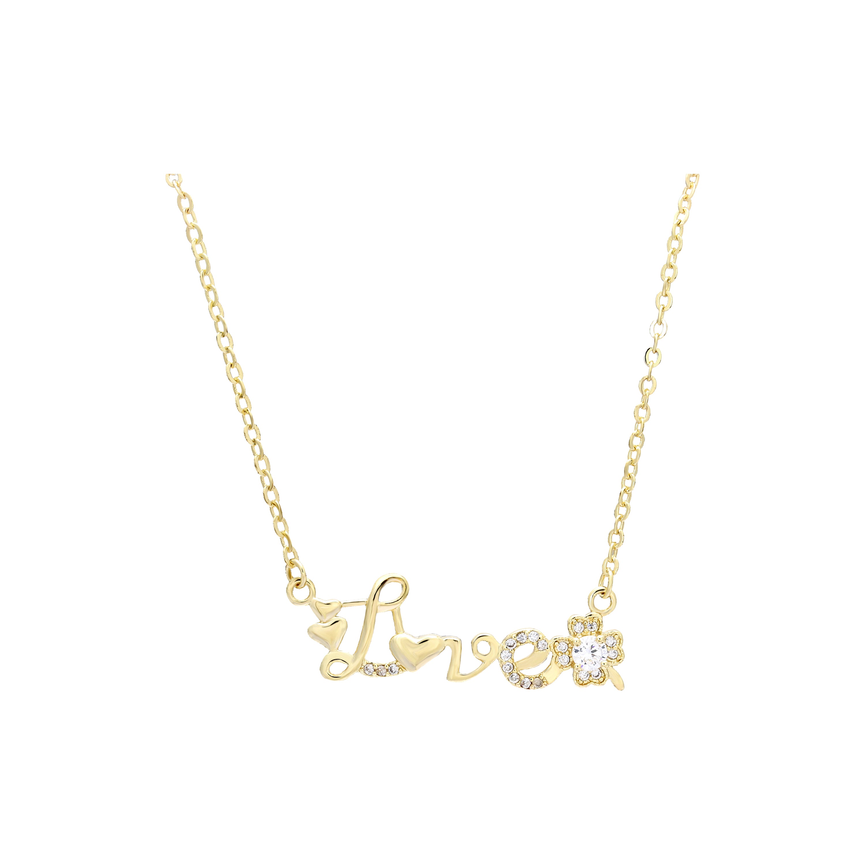 Collar de Oro 14K con corazón y flores.