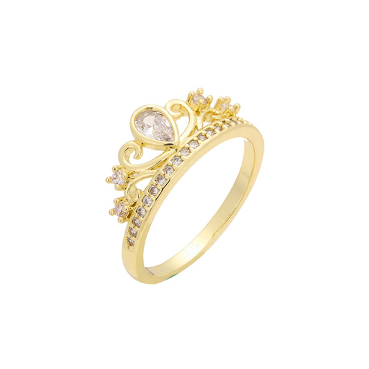 Anillos de corona de solitario de Oro 14K