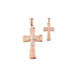 Rose Gold two tone Russian Orthodox Cross budded pendant