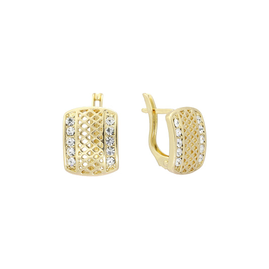 Pendientes de malla en oro de 14 quilates, oro rosa y dos tonos