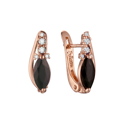 Серьги Solitaire Marquise CZ Rose Gold, White Gold