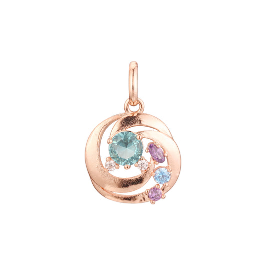 Pingente de cluster em ouro rosa, cores banhadas a ouro 14K