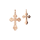 Eastern Orthodox Russian budded pendant in 14K Gold, Rose Gold & White Gold plating colors