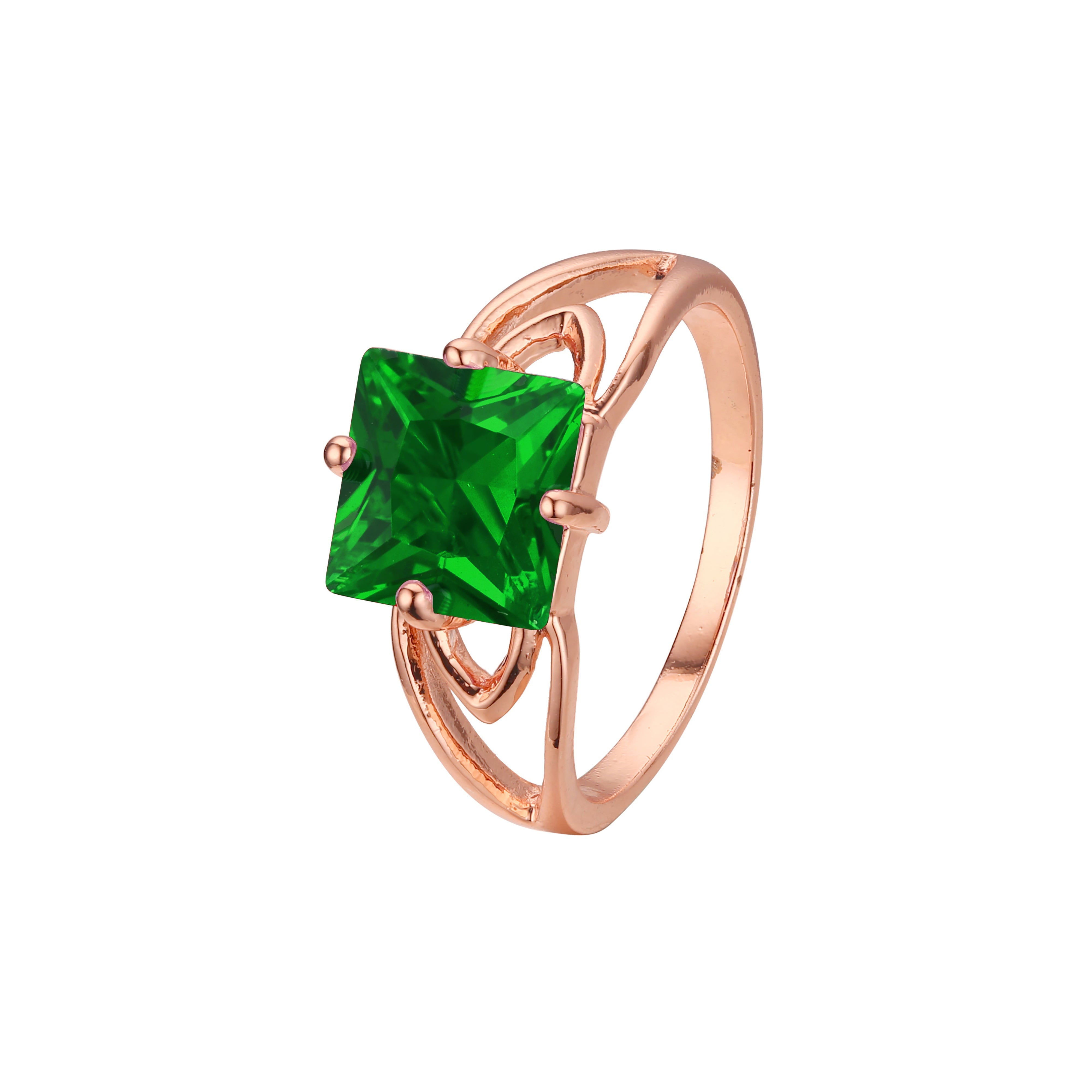 Solitario grandes piedras de colores talla esmeralda Oro Blanco, Anillos Oro Rosa