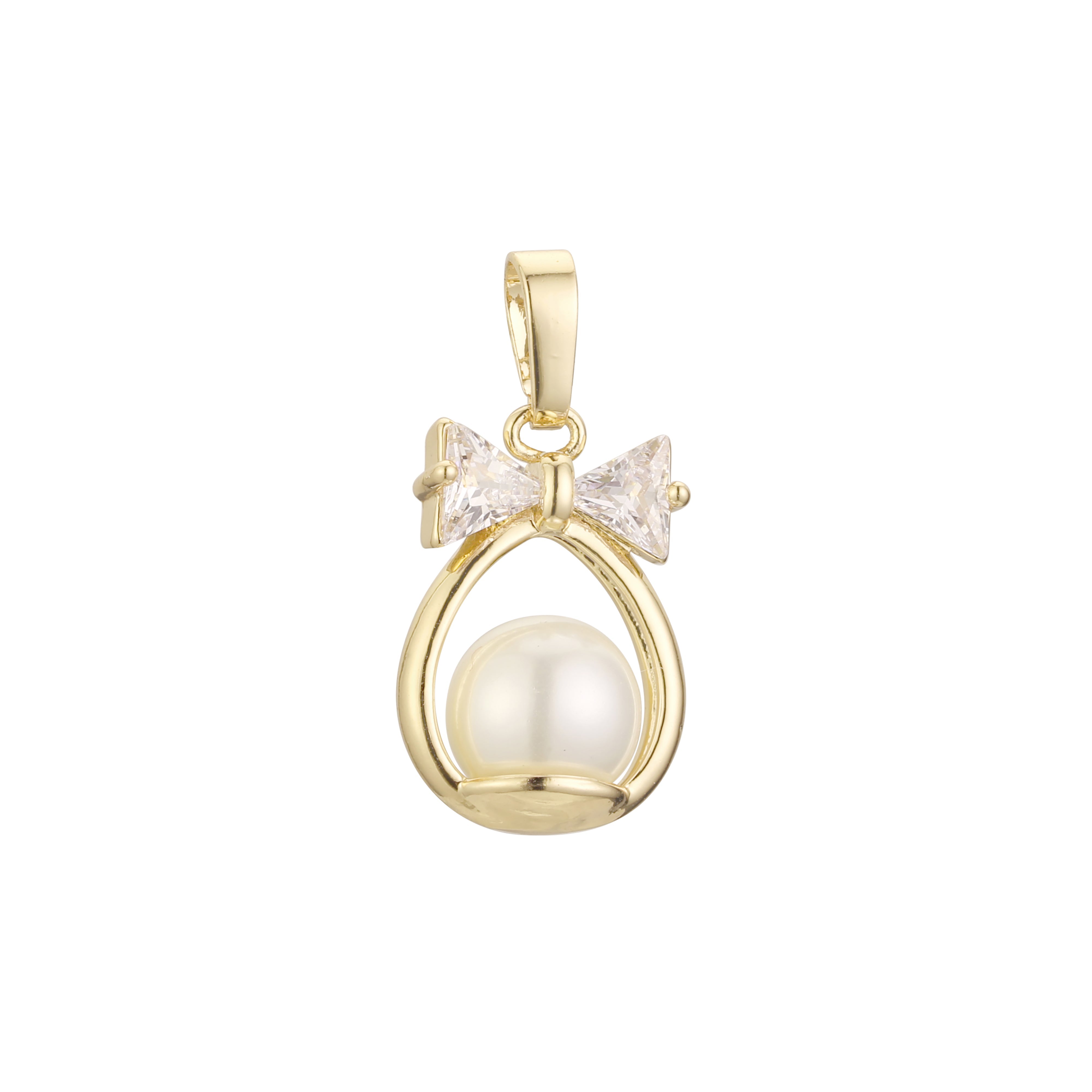 Colgante Perla en Oro Rosa, Oro 14K, Baño de Oro Blanco colores