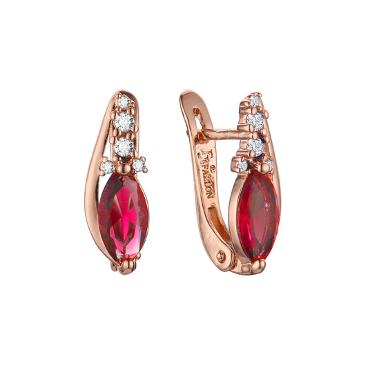 Серьги Solitaire Marquise CZ Rose Gold, White Gold