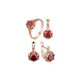 Juego de joyas solitario con piedra grande enchapado en oro de 14K, colores oro rosa