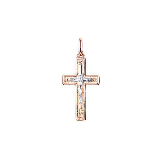 Eastern Orthodox Russian pendant in Rose Gold two tone, 14K Gold plating colors