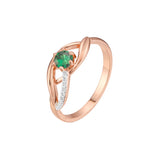 Anillos de oro rosa con piedra redonda y solitario de dos tonos