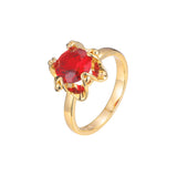 Solitario grandes anillos redondos de piedra en Oro de 18K, baño de Oro de 14K colores