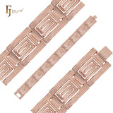 Pulseras anchas de oro de 14 quilates con meandro de llave griega