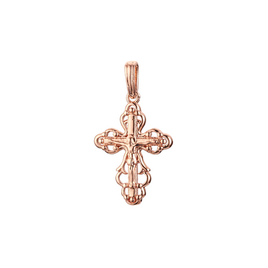 Eastern Orthodox Russian budded pendant in Rose Gold & 14K Gold plating colors