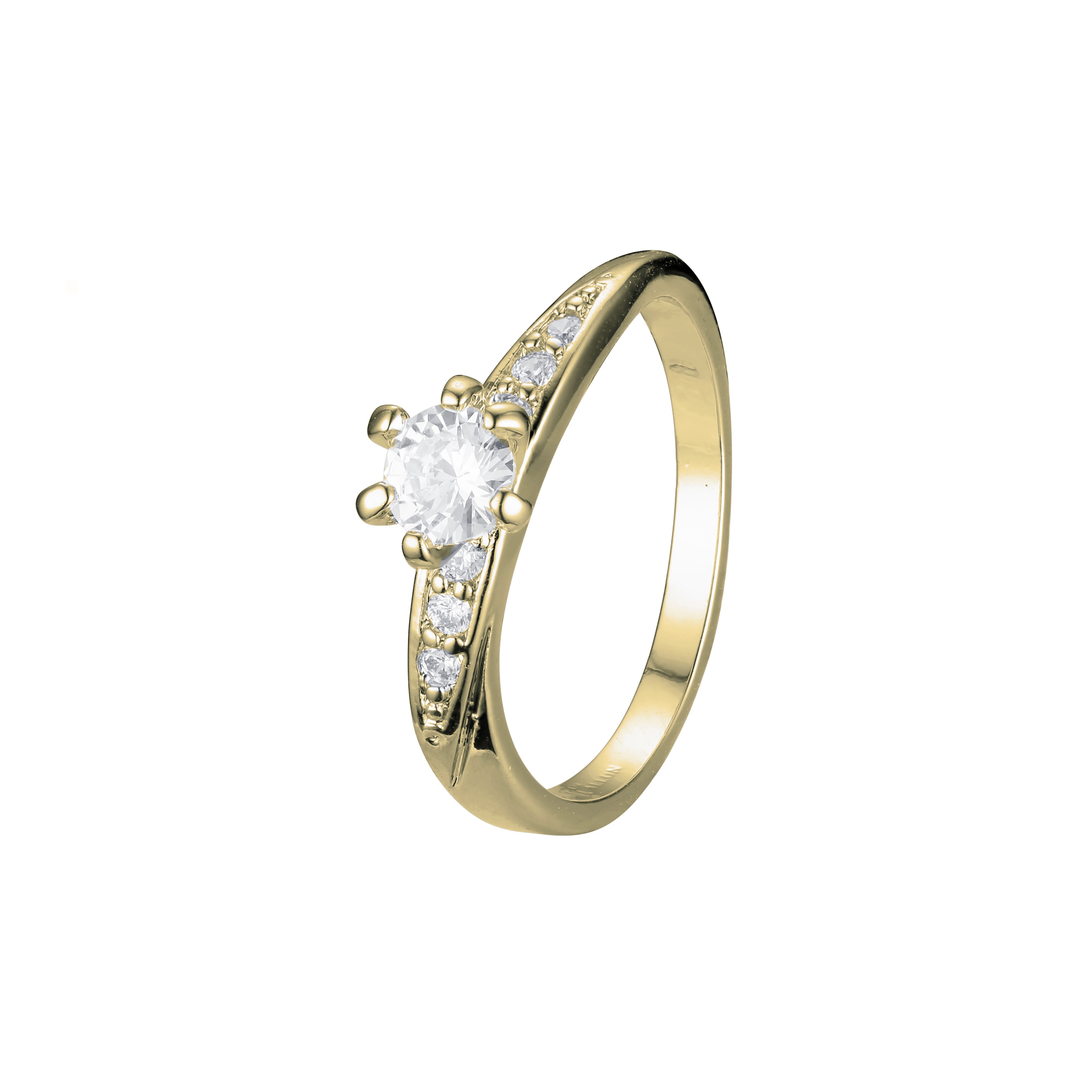 Anillos Solitario Adoquín en Oro Blanco, Oro 14K, Oro 18K, Baño en Oro Rosa colores