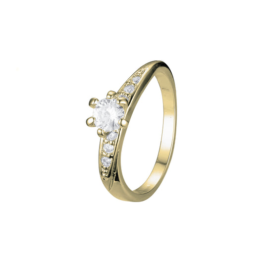 Solitaire rings paving stone in White Gold,14K Gold, 18K Gold, Rose Gold plating colors