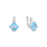 ソリティア プリンセスカット CZ 14K ゴールド、ローズゴールド イヤリング